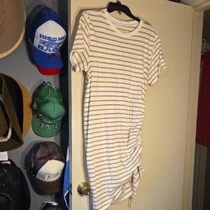 Universal Thread White and Tan Striped Mini Dress